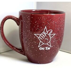 Gig Em Coffee Mug Thumb Up Maroon Speckled Tea Cup Ceramic M Ware